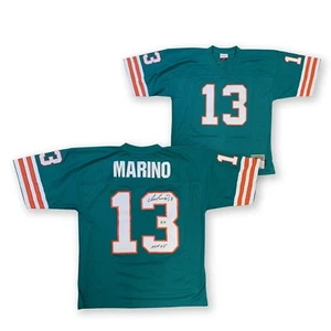 Dan Marino Autographed Miami Dolphins Mitchell & Ness Teal Jersey HOF Beckett - Picture 1 of 3