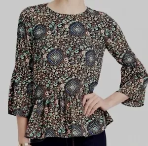 Top J Crew Peplum para mujer talla XXS floral manga campana boho campesino - Imagen 1 de 19