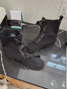Nwt Kate Spade Merigue Women's Boots Pull On Lace Up Blk 11B - Picture 1 of 4