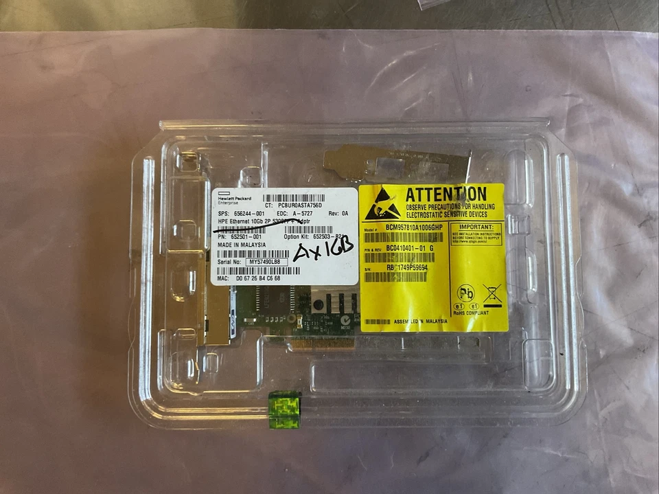 652503-B21 HP 530SFP+ 10GB PCI-E DUAL PORT ADAPTER CARD 652501-001 656244-001 - Image 1 of 4