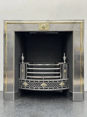 Antique Polished Cast Iron Regency Register Grate 38½ X39 Fireplace Insert AF148 - Image 1 of 4