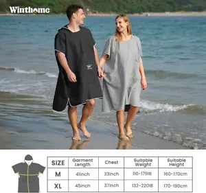 Winthome Surf Poncho Changing Towel Robe with Hood and Pocket, Microfiber Gray - Picture 1 of 5