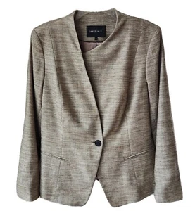 Lafayette 148 NY Jacket Blazer Size 16 Tan Linen Blend Lined Asymmetric New Tags - Picture 1 of 13