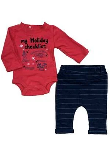 Infant Boys 2-Piece Christmas Holiday Checklist Long Sleeve Bodysuit & Pants Set - Picture 1 of 1