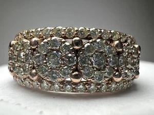 Gorgeous Ladies 14k Rose Gold Round Natural 2.00 tcw. Diamond Wedding Band Ring - Picture 1 of 11