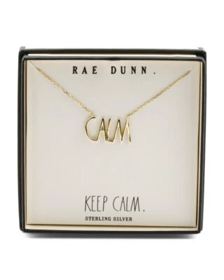 Ожерелье RAE DUNN 14 карат желтое золото покрытие серебро 925 пробы сохранять спокойствие новое с ценниками - Изображение 1 из 3