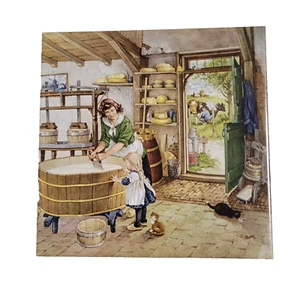 ROYAL MOSA HOLLAND 1984 Ter Steege BV Hand Decorated Tile ~ Cheesemaking Kitchen - Picture 1 of 6