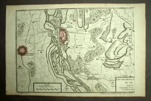 CARTE GEOGRAPHIQUE DU NEUF ET VIEUX BRISACH Gravure estampe Nicolas de Fer 1723 - Imagen 1 de 1