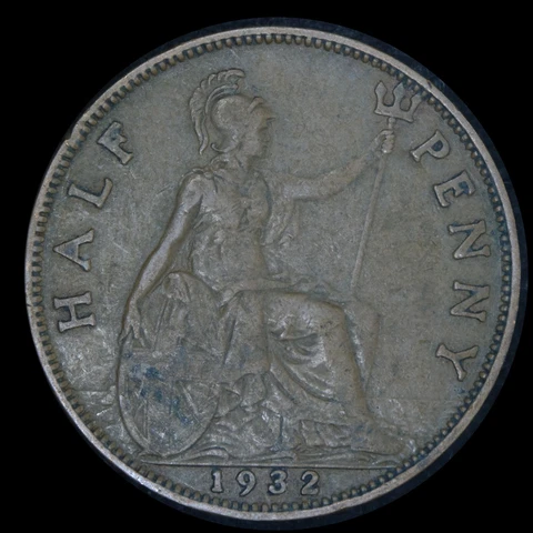 1932 British Half Penny bronze KM 837 - Lot #8154 Cover