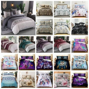 Bohemia Quilt Duvet Doona Cover Set Single Double Queen Super King Bed Christmas - Picture 1 of 206