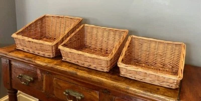Hamper Bread Display Sloped Full Willow wicker basket Farm Shop Sml Med or Large - Image 1 of 4