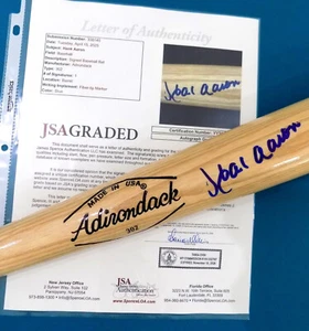 HANK AARON Signed HOF JSA 9 Auto Adirondack Pro Model Baseball Bat JSA ๐ LOA - Picture 1 of 12