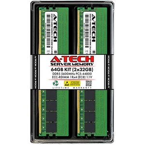 A-Tech 64GB 2x 32GB 1Rx4 PC5-44800R RDIMM DDR5 ECC REG EC8 Server Memory RAM - Picture 1 of 6
