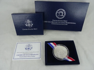 2002 West Point Military Academy Silver Dollar Commemorative Unc US Mint COA - Image 1 of 4