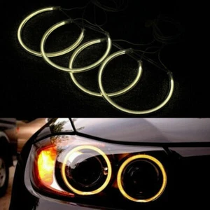 4x Gelb Angel Eyes CCFL Standlicht Ringe Scheinwerfer 131mm Set für BMW E46 - Bild 1 von 8