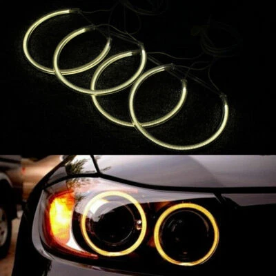 4x Gelb Angel Eyes CCFL Standlicht Ringe Scheinwerfer 131mm Set für BMW E46 - Bild 1 von 4