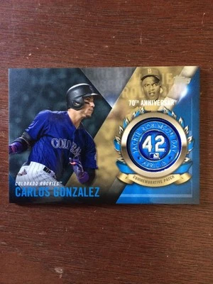 2017 Topps Jackie Robinson Logo Patch Card #JRPC-CG Carlos Gonzalez Colorado  - Image 1 of 2