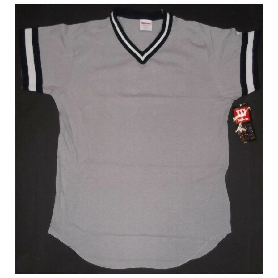 Wilson A4595 Grey V-Neck Throwback Jersey Adult(UNWN) - Image 1 of 1