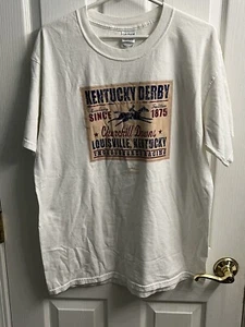 Vintage Kentucky Derby Shirt 128th 2002 Churchill Downs Mens Size Large White - Picture 1 of 5