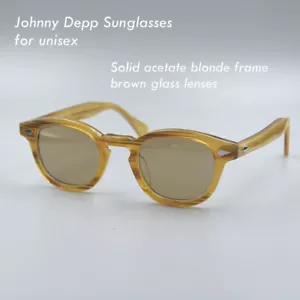 Marke Herren Braun Sonnenbrille Braun Glas Gläser Brille Johnny Depp Blond Brille - Bild 1 von 9