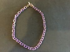 Vintage Rare Lenora Dame Purple Blush Link Chain Matte GoldTone Necklace 24”