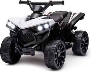 Ride On Car ATV w/ 1.8 Mph Max Speed & Led Lights & Foot Pedal for Kids White - Picture 1 of 6