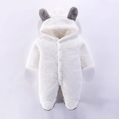 Jumpsuit Playsuit UK Teddy Bear Newborn Infant Baby Boys Girls Fleece Romper - Image 1 of 4
