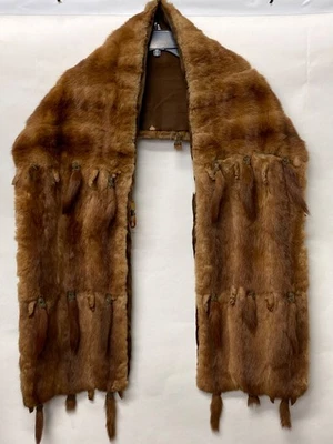 Vintage Mink Fur Stole With Decorative Metallic Clasps Antique Wrap - Image 1 of 4