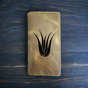 Cartera de rodeo de aloe vera vaquero cuero búfalo occidental premium planta regalo NUEVO - Imagen 1 de 10