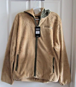 True Religion Mens Logo Contrast Sherpa Zip Hoodie in Heather Brown XL NWT - Picture 1 of 6