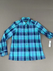 Pendleton Baumwollhemd Damen S/M kariert blau/aqua Knopfleiste brandneu - Bild 1 von 14