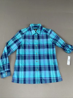 Pendleton Cotton Shirt Womens S/M  Plaid Blue/Aqua Button Up Brand New - Image 1 of 4
