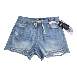 Rewash NWT M Junior Blue Boyfriend Jogger Pull-on Denim Shorts #2012D - Picture 1 of 13