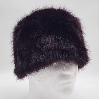 MERONA Faux Fur Pillbox Hat Lined Women's Size One Size Burgundy VTG - Image 1 of 4