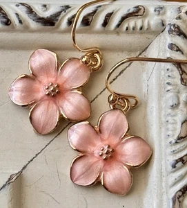Beautiful Pearly Pink Flower Earrings. Bloom - Picture 1 of 4
