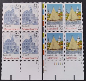 US Stamp Scott#2341 Massachusetts and # 2342 Maryland Block of 4 MNH - Picture 1 of 1