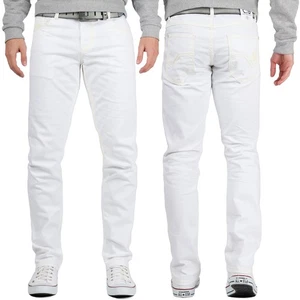 Cipo & Baxx weiße Herren Jeans Slim-Fit Regular Waist 5-Pocket Zip Kontrast Dope - Bild 1 von 9