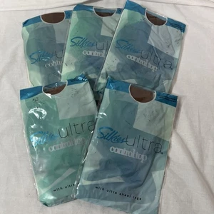 Set Of 5 Silkies Ultra Control Top Panty Hose Large Honey Beige Ultra Sheer - Picture 1 of 3