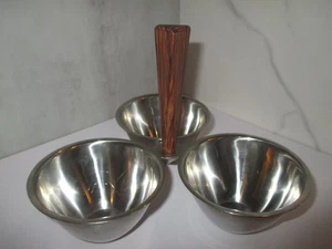 Vintage 70's Caddy Server Three Cup Compartments Stainless Steel & Wood ~Japan - Picture 1 of 11