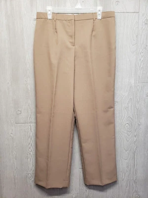 White Stag Pants Womens 12P Petite Dress Straight Pleated 33x30 Beige Polyester  - Image 1 of 4