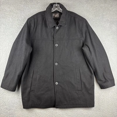 Dockers Pea Coat Men’s XXL Black Wool Blend Button Up Collared 4 Pockets - Image 1 of 4