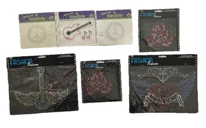 Fashion Fusion Iron On Rhinestones- Lot of 7 - Peace, Flowers Rock N Roll - Picture 1 of 19