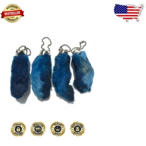 Blue Rabbit Foot Keychains (4 Pack) - Authentic Good Luck - Picture 1 of 2