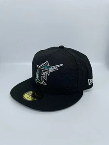 New Era MLB Florida Marlins Black Swirl 59Fifty 7 1/4 Cooperstown Collection Mütze - Bild 1 von 8