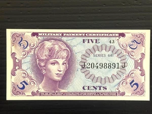 Series 641 Military Payment Certificate Note 5 Cents New Uncirculated - Picture 1 of 2