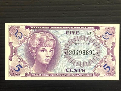 Series 641 Military Payment Certificate Note 5 Cents New Uncirculated - Image 1 of 2