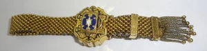Antikes viktorianisches Armband Goldfüllung Emaille Plättchen Mesh Quaste (wie abgebildet) LESEN! - Bild 1 von 10