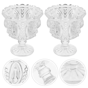  2 Stück Eisbecher: Dessertschalen aus Glas mit Fuß - geprägtes Obst Serviertablett - - Bild 1 von 12