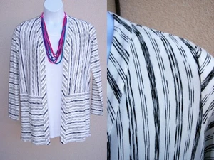 J Jill NEW Wearever knit black & white cardigan jacket size S M TALL open topper - Picture 1 of 9