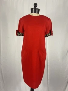 BILL BLASS Size 6 Vintage Red Short Sleeve Midi Dress - Picture 1 of 6